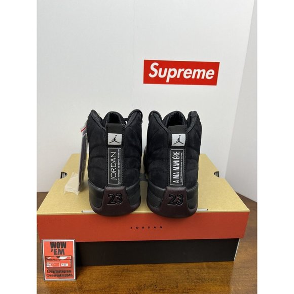 10W/8.5M Jordan 12 SP x A Ma Maniere “Black" DV6989-001 Black Maroon Basketball - Picture 5 of 10